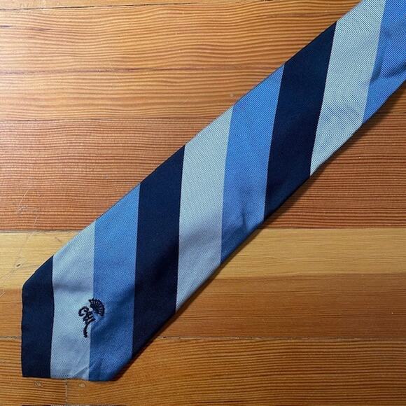 Vintage Countess Mara Neck Tie Navy Blue Gray Diagonal Stripe Silk Tie 56 x 4 - Picture 2 of 6